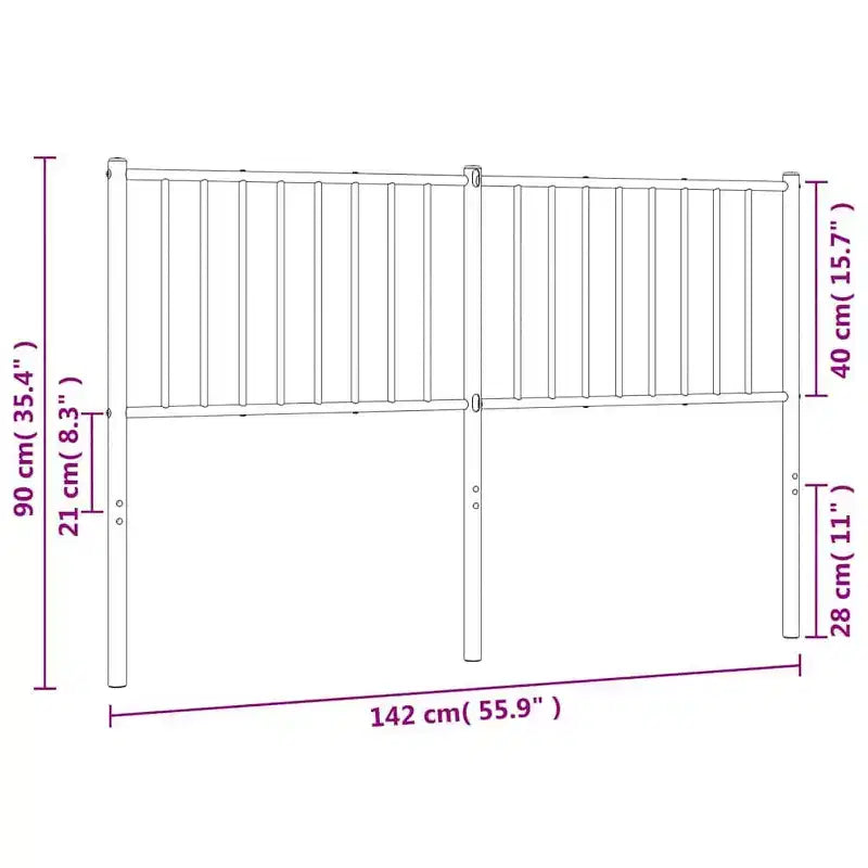 vidaXL Tête de lit en métal de 90 cm pour lits doubles, Tête de lit en acier durable pour chambre moderne minimaliste, Montage facile, Blanc