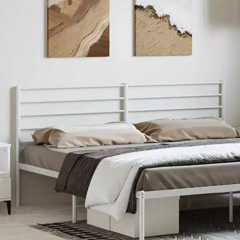 vidaXL Tête de lit en métal 90 cm pour lits King Size, Tête de lit en acier durable pour chambre moderne et minimaliste, Montage facile, Blanc