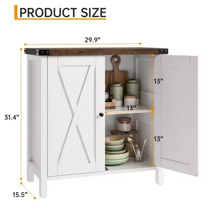 Buffet de ferme avec rangement, Armoire de cuisine avec étagères réglables et 2 portes coulissantes, Meuble de rangement moderne en bois pour salle à manger