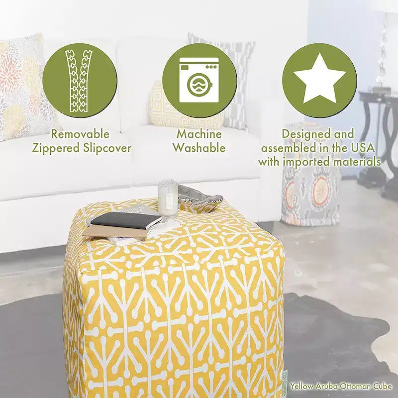 Majestic Home Goods,Pouf Cube Corail