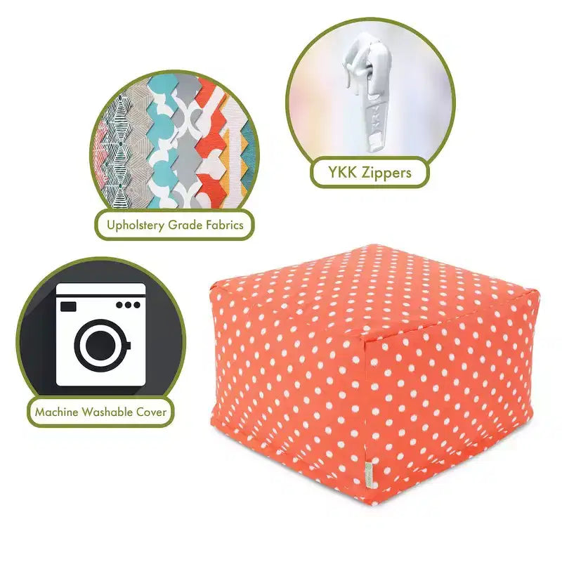Pouf ottoman – Motif à pois Ikat