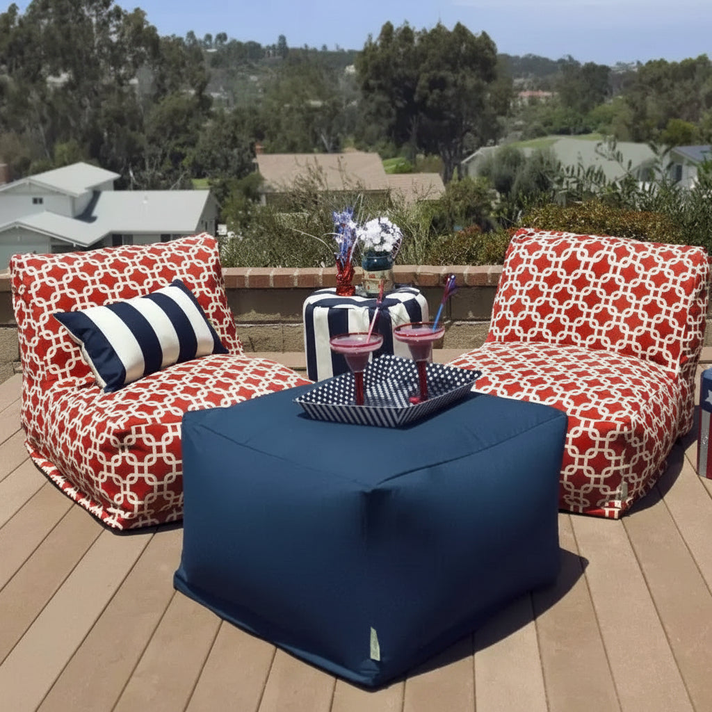 Pouf ottoman – Motif à pois Ikat