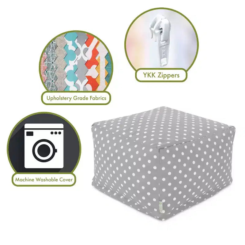 Pouf ottoman – Motif à pois Ikat