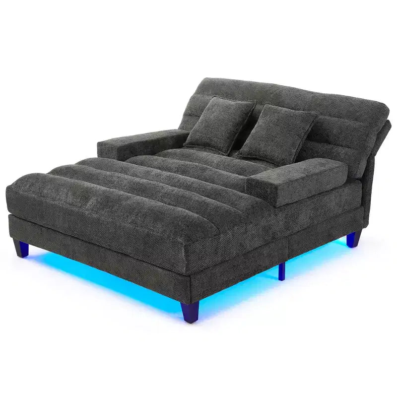 Canapé-méridienne réglable en chenille avec éclairage LED RVB