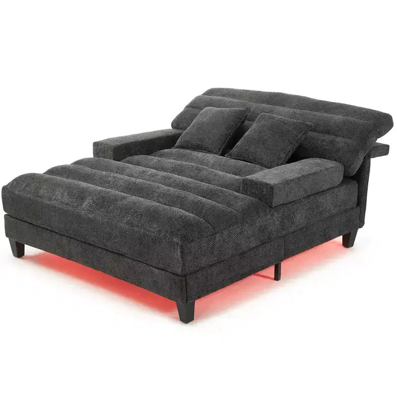 Canapé-méridienne réglable en chenille avec éclairage LED RVB