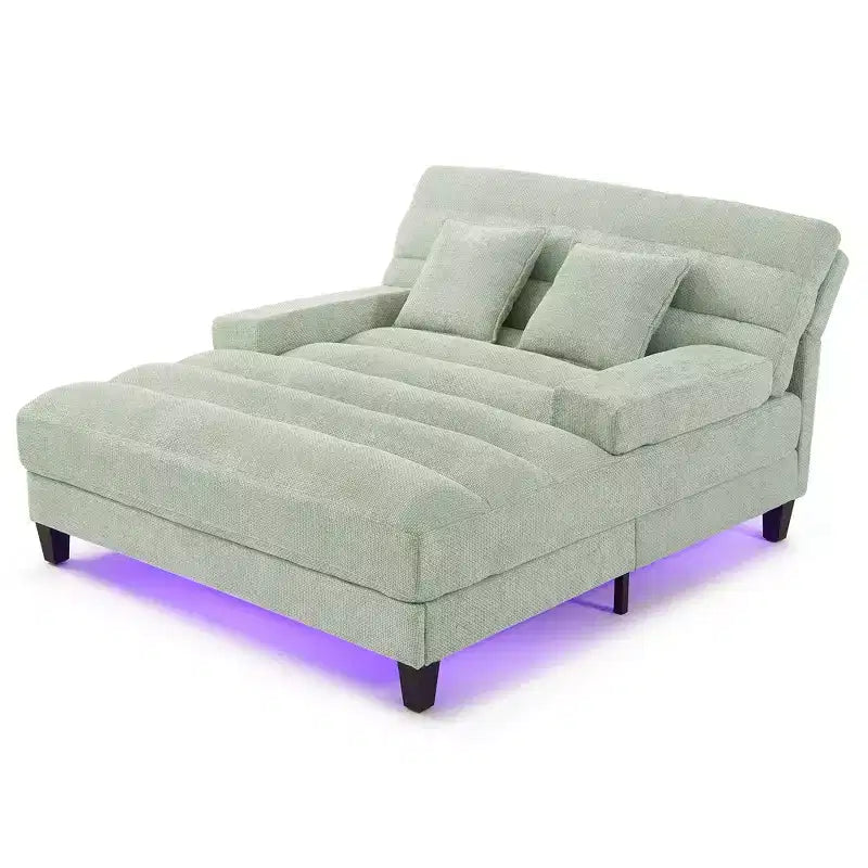 Canapé-méridienne réglable en chenille avec éclairage LED RVB