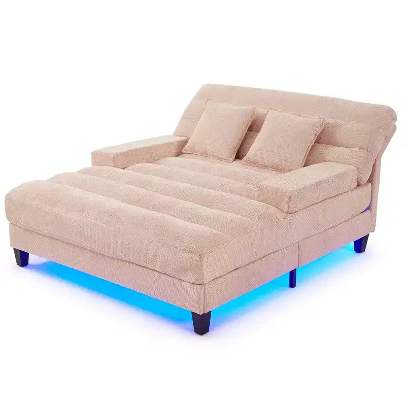 Canapé-méridienne réglable en chenille avec éclairage LED RVB