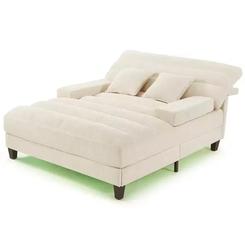 Canapé-méridienne réglable en chenille avec éclairage LED RVB