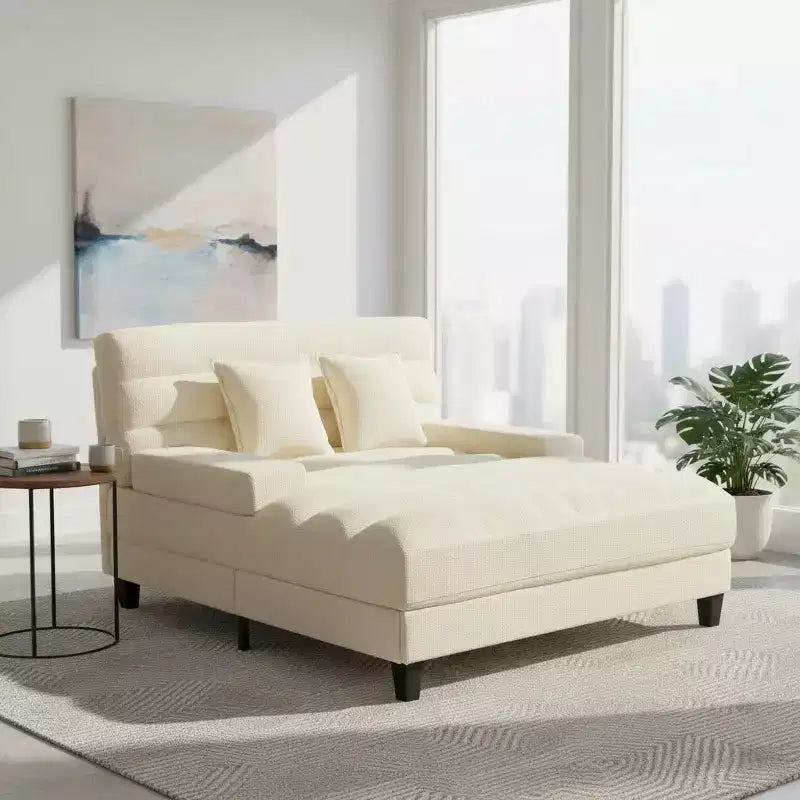 Merax Modern Chenille Adjustable Chaise Lounge Sofa with RGB LED Lighting