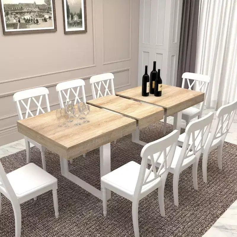 Okak 78 pouces Table à Manger Extensible Moderne pour 8 Personnes, Table de Cuisine avec Grand Plateau Long, Table Pliante pour Fête, Conférence