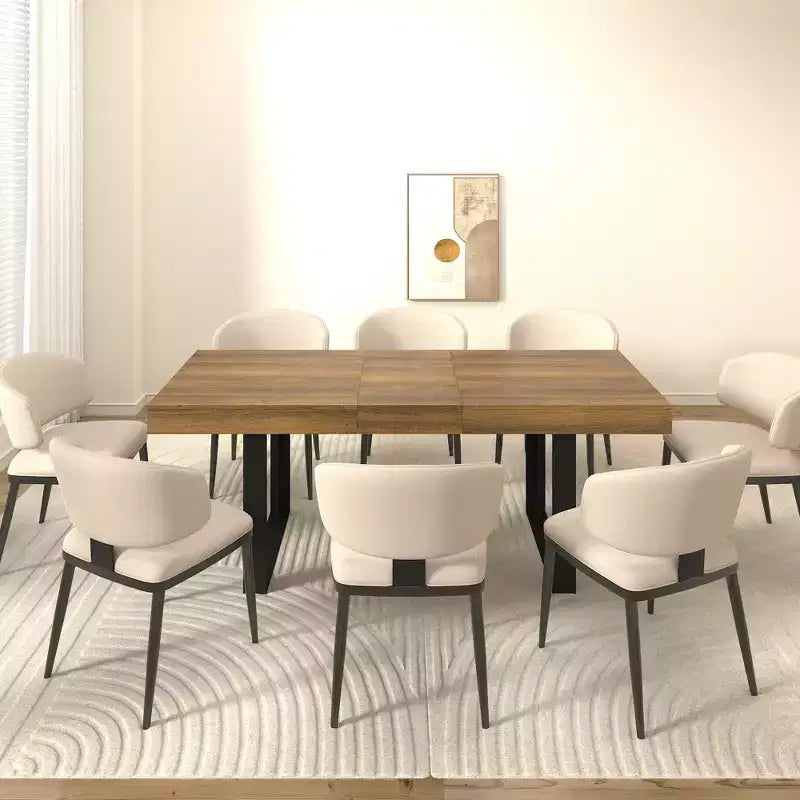 Okak 78 pouces Table à Manger Extensible Moderne pour 8 Personnes, Table de Cuisine avec Grand Plateau Long, Table Pliante pour Fête, Conférence