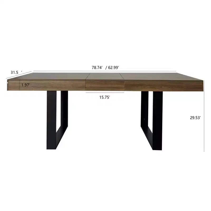 Okak 78 pouces Table à Manger Extensible Moderne pour 8 Personnes, Table de Cuisine avec Grand Plateau Long, Table Pliante pour Fête, Conférence