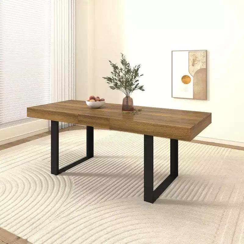 Okak 78 pouces Table à Manger Extensible Moderne pour 8 Personnes, Table de Cuisine avec Grand Plateau Long, Table Pliante pour Fête, Conférence