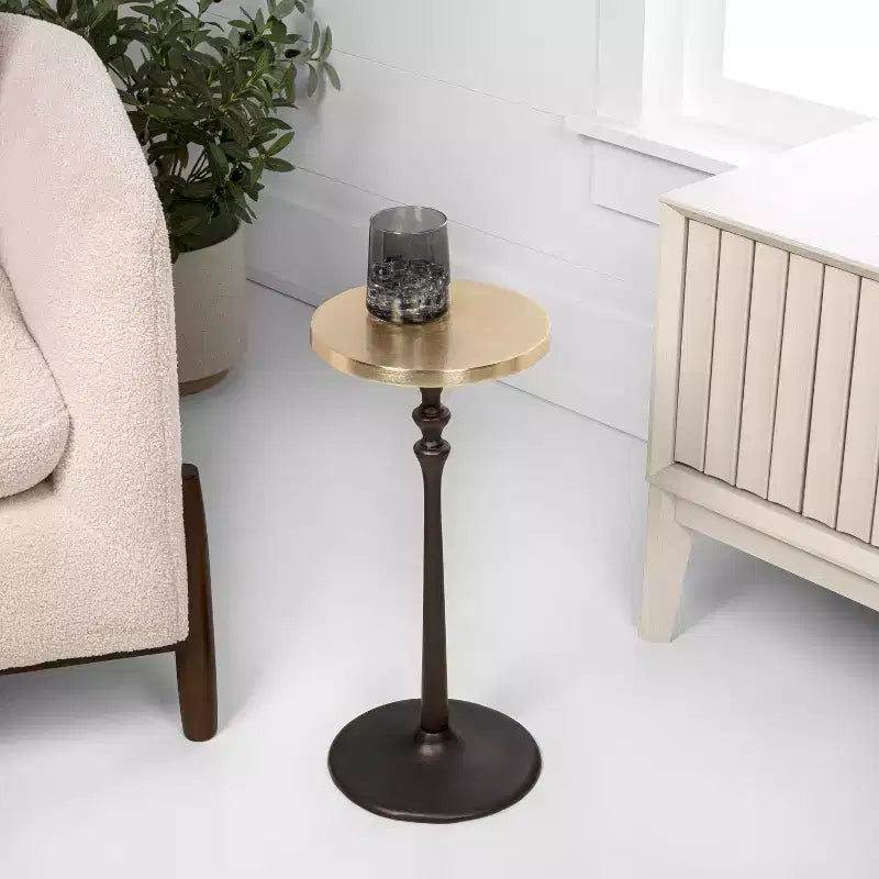 Table d'appoint ronde piédestal Art Déco, 49,5 cm H, métal, plusieurs finitions