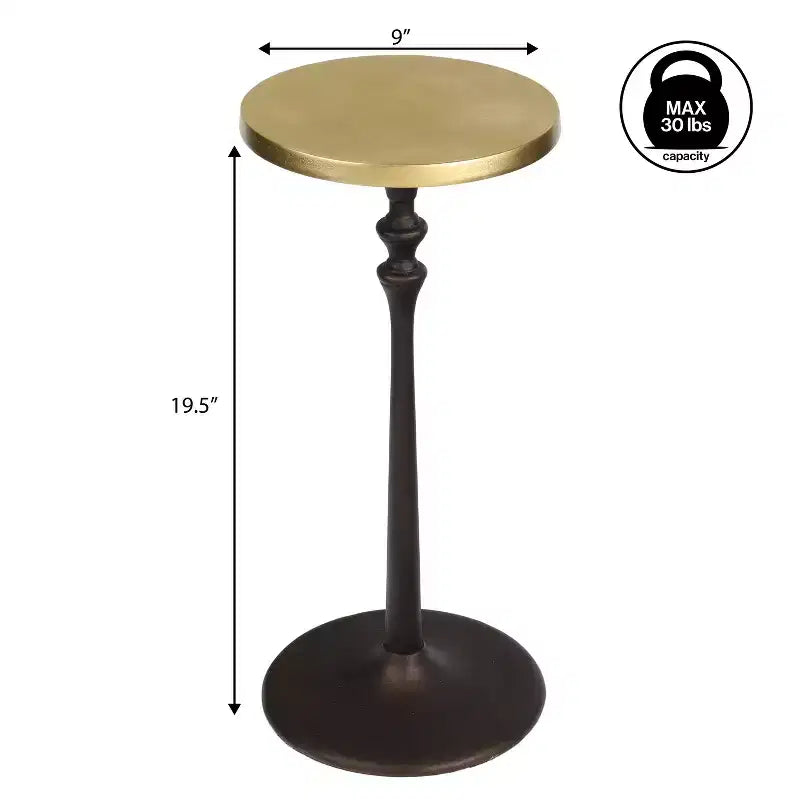 Table d'appoint ronde piédestal Art Déco, 49,5 cm H, métal, plusieurs finitions