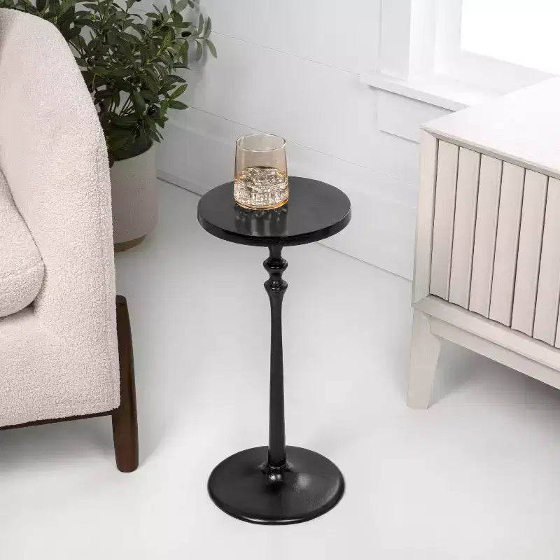 Table d'appoint ronde piédestal Art Déco, 49,5 cm H, métal, plusieurs finitions