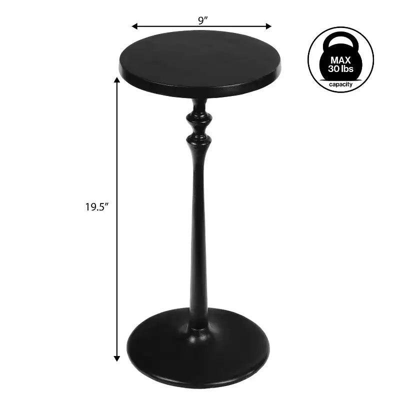 Table d'appoint ronde piédestal Art Déco, 49,5 cm H, métal, plusieurs finitions