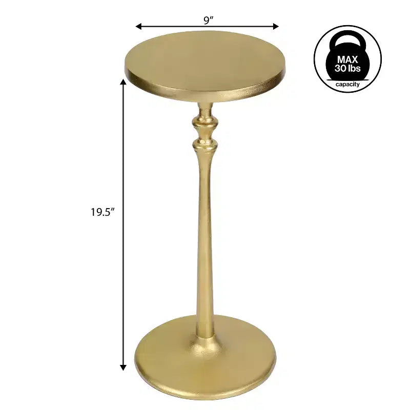 Table d'appoint ronde piédestal Art Déco, 49,5 cm H, métal, plusieurs finitions