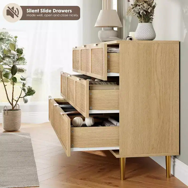 Commode à 9 tiroirs avec rangement – Meuble de rangement moderne en bois pour chambre, salon et couloir