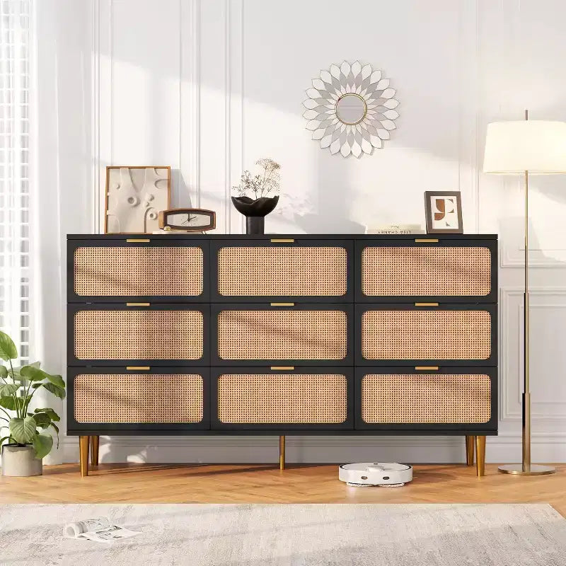 9-Drawer Dresser, Modern Wooden Bedroom Chest of Drawers With Storage Drawers, Farmhouse Style TV Stand for Living Room, Bedroom, Hallway