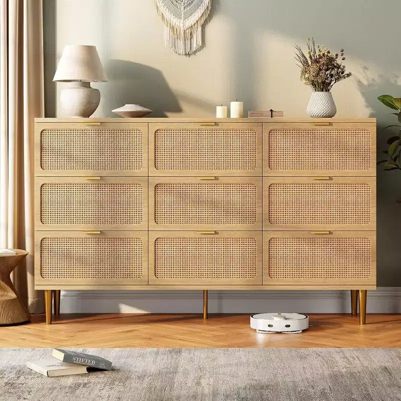 Commode à 9 tiroirs avec rangement – Meuble de rangement moderne en bois pour chambre, salon et couloir