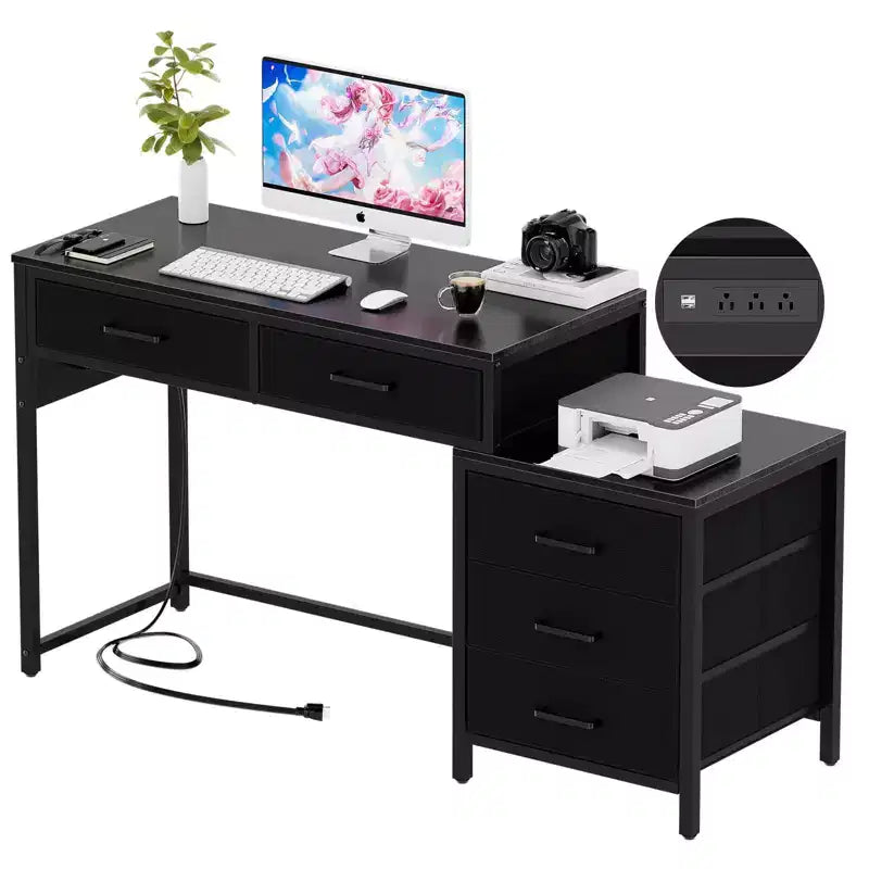 Bureau à domicile avec tiroirs de classement et station de charge