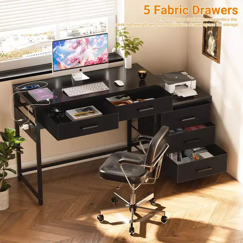 Bureau à domicile avec tiroirs de classement et station de charge