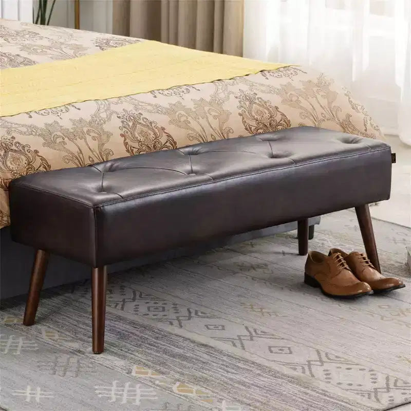 Banc ottoman capitonné de 44 pouces avec pieds en bois