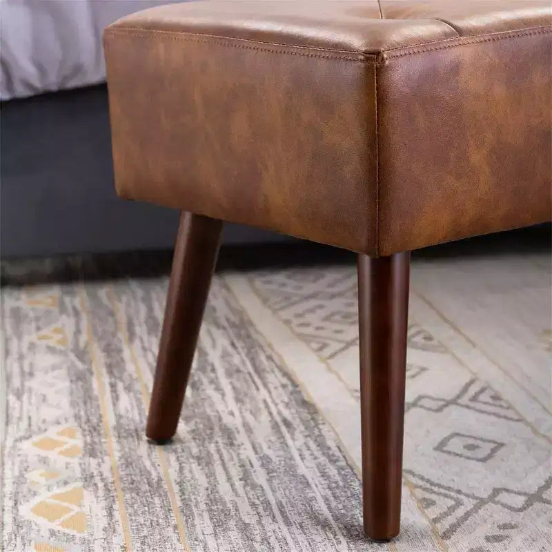 Banc ottoman capitonné de 44 pouces avec pieds en bois