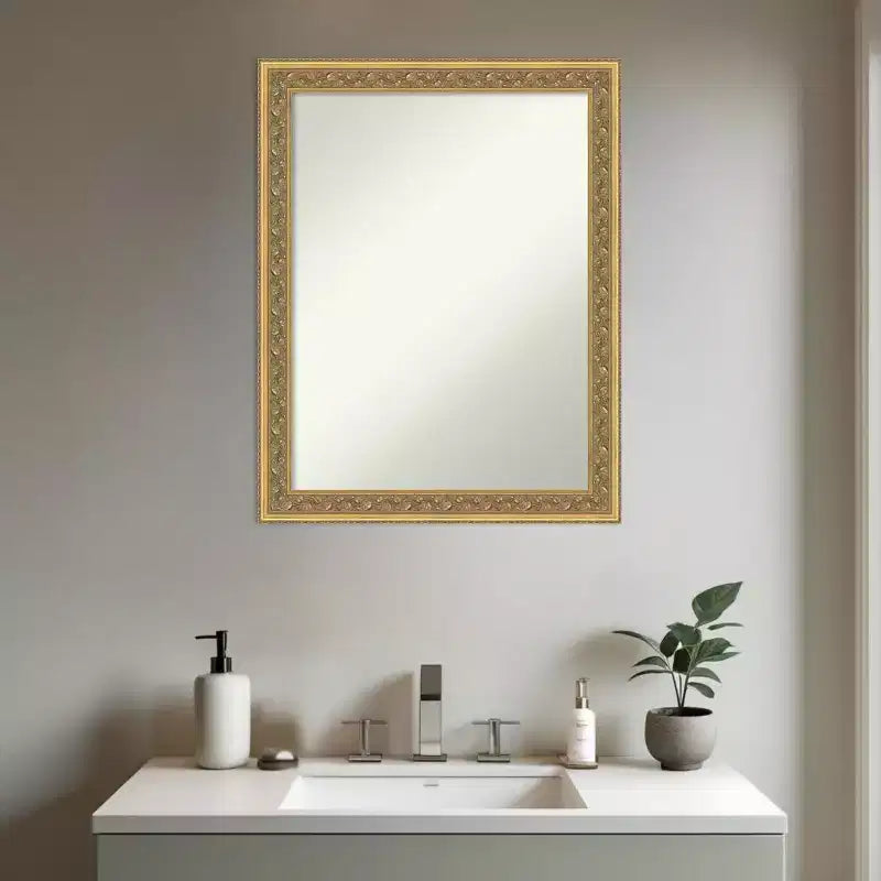 Miroir mural de salle de bain à cadre en bois – Sans biseau, plusieurs tailles