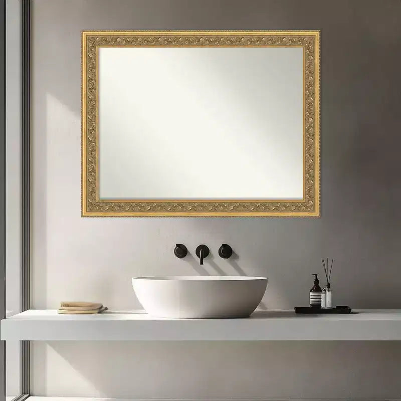 Miroir mural de salle de bain à cadre en bois – Sans biseau, plusieurs tailles