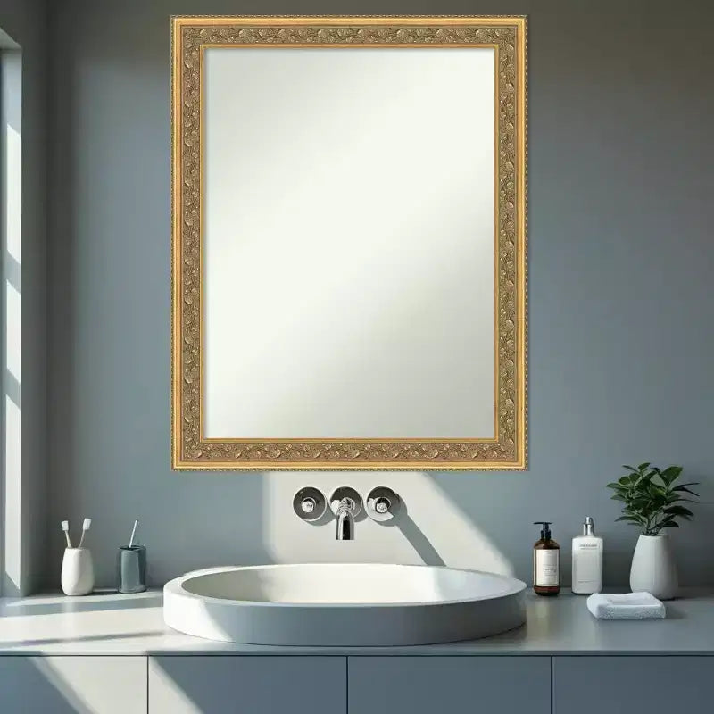 Miroir mural de salle de bain à cadre en bois – Sans biseau, plusieurs tailles