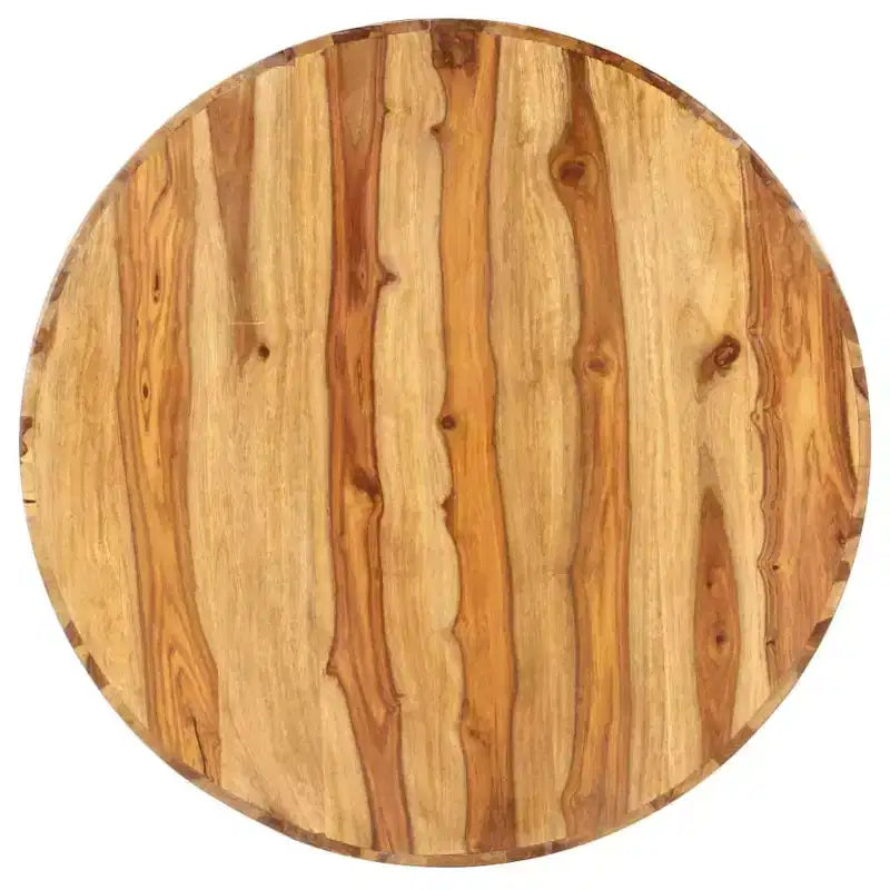 Table basse ronde en bois d'acacia massif avec étagère de rangement