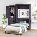 Murphy Bed with Wardrobe and Drawers, Cabinet Beds Foldable Wall Bed Frame for Guest Room Home Office, Gray