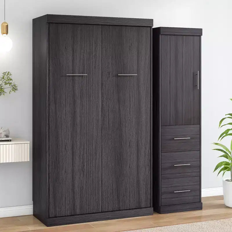 Lit escamotable avec armoire et 3 tiroirs – Cadre de lit mural pliable