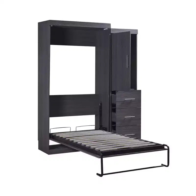 Lit escamotable avec armoire et 3 tiroirs – Cadre de lit mural pliable