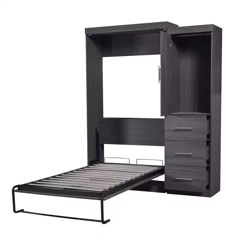 Lit escamotable avec armoire et 3 tiroirs – Cadre de lit mural pliable