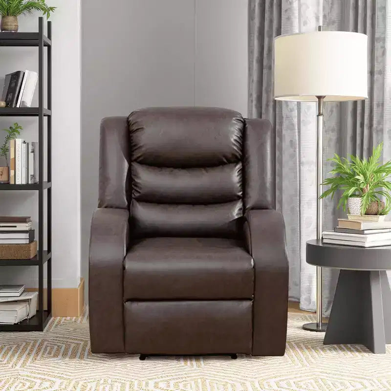 Fauteuil inclinable en similicuir avec dossier réglable – Marron