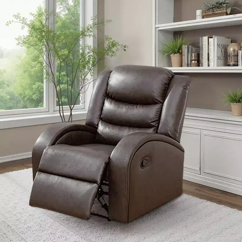 Fauteuil inclinable en similicuir avec dossier réglable – Marron