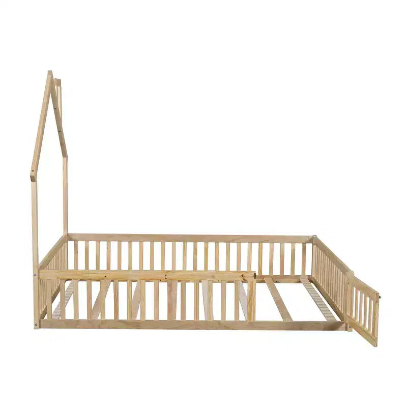 Lit plateforme cabane pour enfants pleine grandeur avec garde-corps