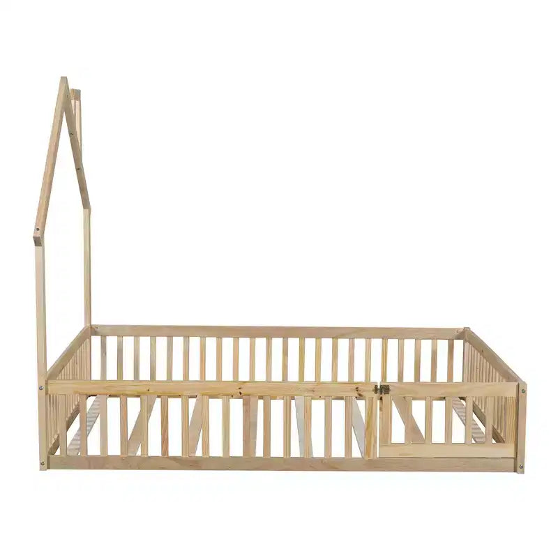 Lit plateforme cabane pour enfants pleine grandeur avec garde-corps