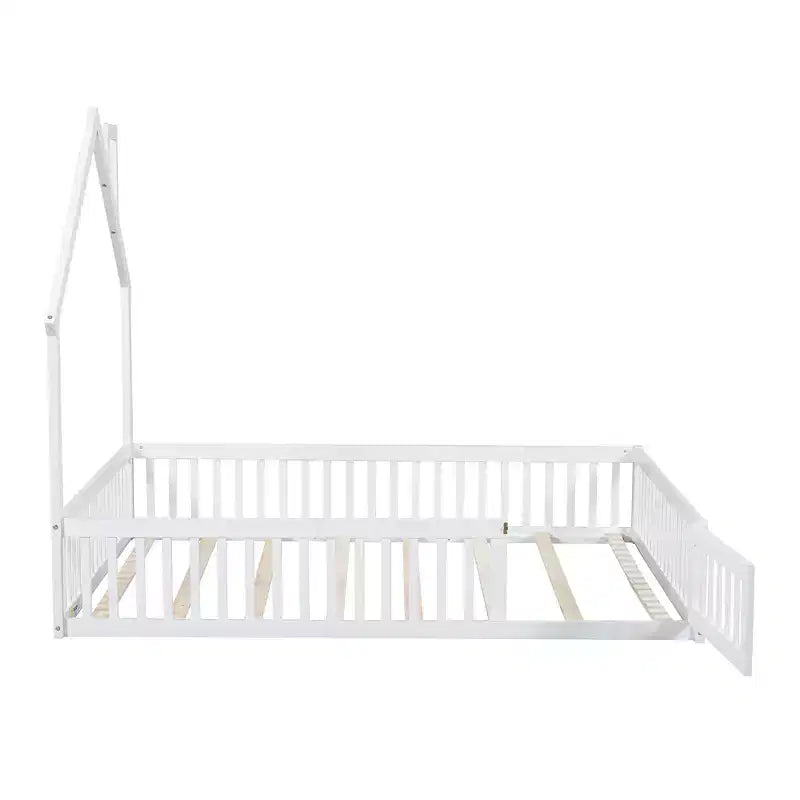 Lit plateforme cabane pour enfants pleine grandeur avec garde-corps