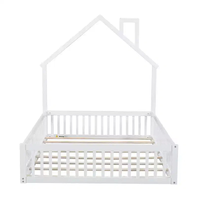 Lit plateforme cabane pour enfants pleine grandeur avec garde-corps