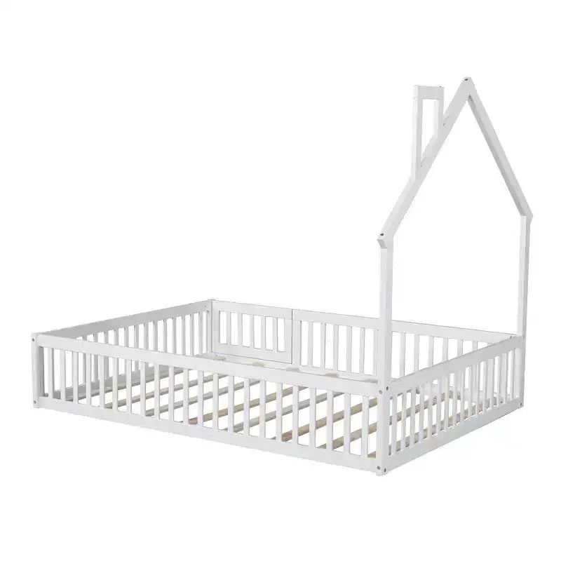 Lit plateforme cabane pour enfants pleine grandeur avec garde-corps