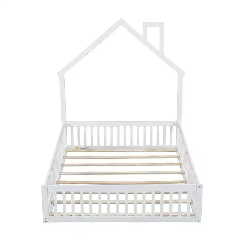 Lit plateforme cabane pour enfants pleine grandeur avec garde-corps