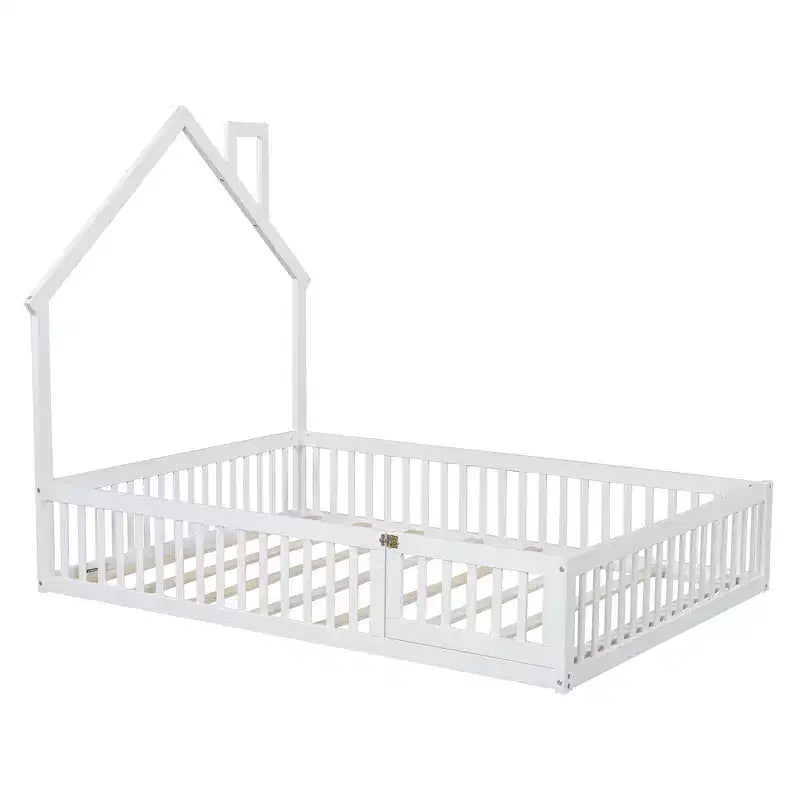 Lit plateforme cabane pour enfants pleine grandeur avec garde-corps