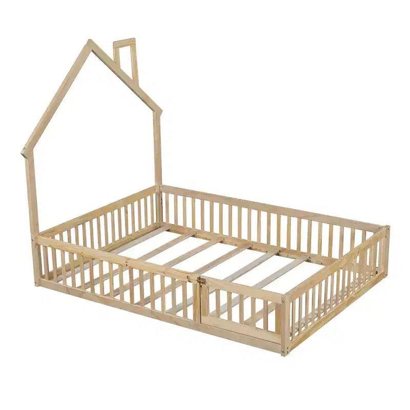 Lit plateforme cabane pour enfants pleine grandeur avec garde-corps