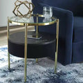 Table d'appoint ronde à plateau en verre avec haut-parleur Bluetooth