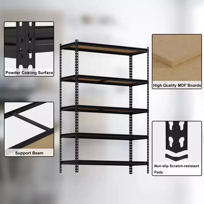 Étagère métallique à 5 niveaux avec tablettes réglables