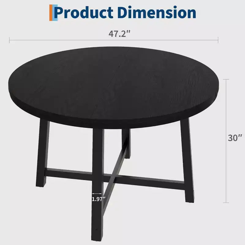 Table à manger ronde de 47 pouces avec cadre en métal